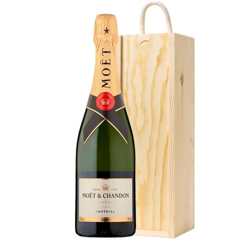 Moet And Chandon Brut Champagne 75cl In Pine Wooden Gift Box